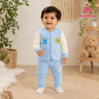 Mom's Moonpie Fleece-Lined Button-Down Jacket & Pants Set - Sky Blue