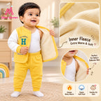 Mom's Moonpie Fleece-Lined Button-Down Jacket & Pants Set - Yellow