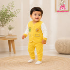 Mom's Moonpie Fleece-Lined Button-Down Jacket & Pants Set - Yellow