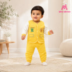 Mom's Moonpie Fleece-Lined Button-Down Jacket & Pants Set - Yellow