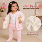 Mom's Moonpie Fleece-Lined Button-Down Jacket & Pants Set - Soft Pink