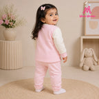 Mom's Moonpie Fleece-Lined Button-Down Jacket & Pants Set - Soft Pink