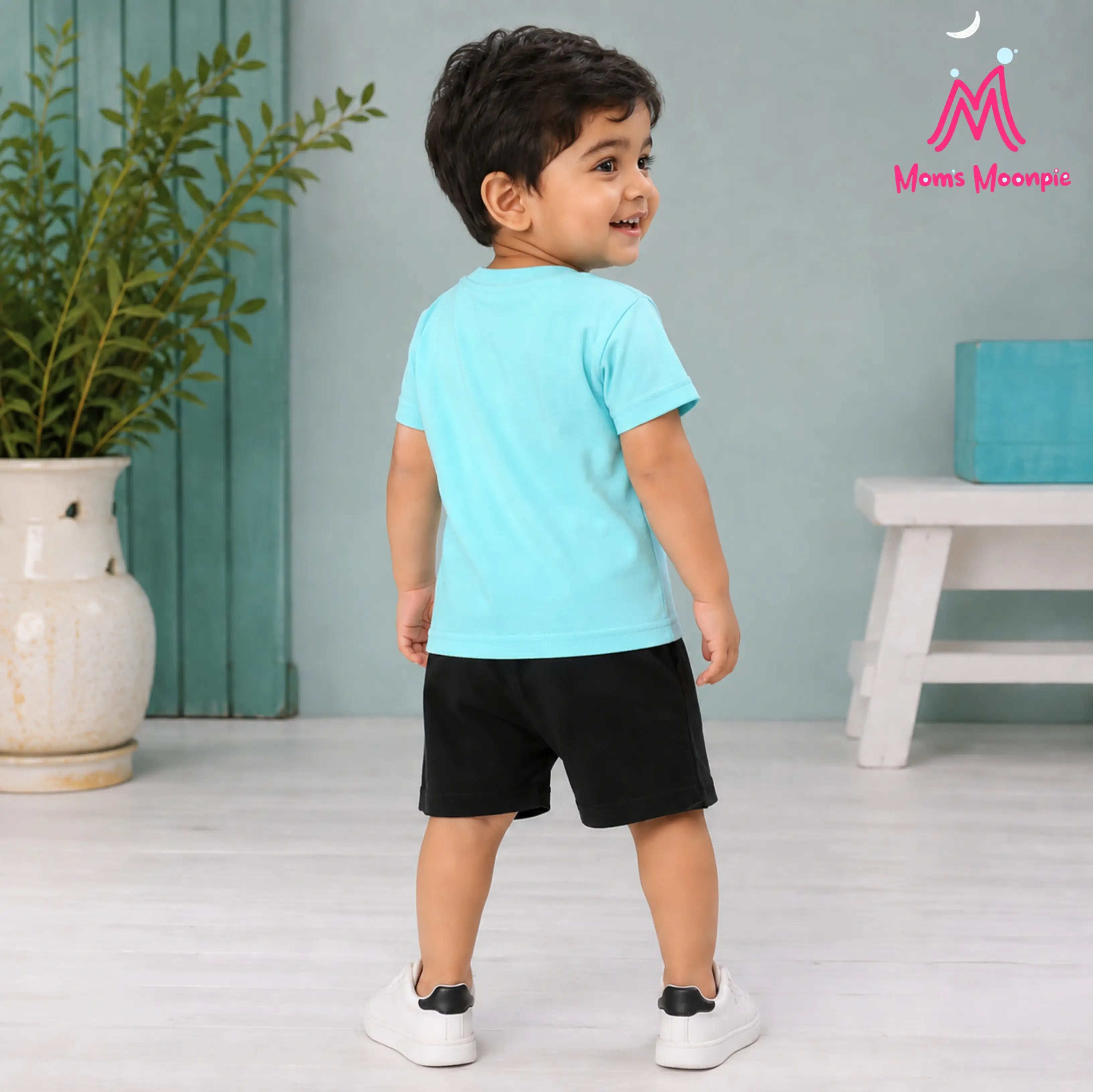 Mom's Moonpie Boys Mint Green Astronaut Print T-Shirt & Shorts Set