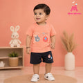 Mom's Moonpie Boys Coral Pink Graphic T-Shirt & Navy Shorts Set