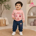 Mom's Moonpie Boys Dusty Pink Full Sleeve T-Shirt & Navy Joggers Set