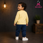 Mom's Moonpie Boys Yellow Full Sleeve T-Shirt & Navy Joggers Set