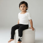 Baby Girls’ Ribbed Straight-Leg Leggings with Lace Bows