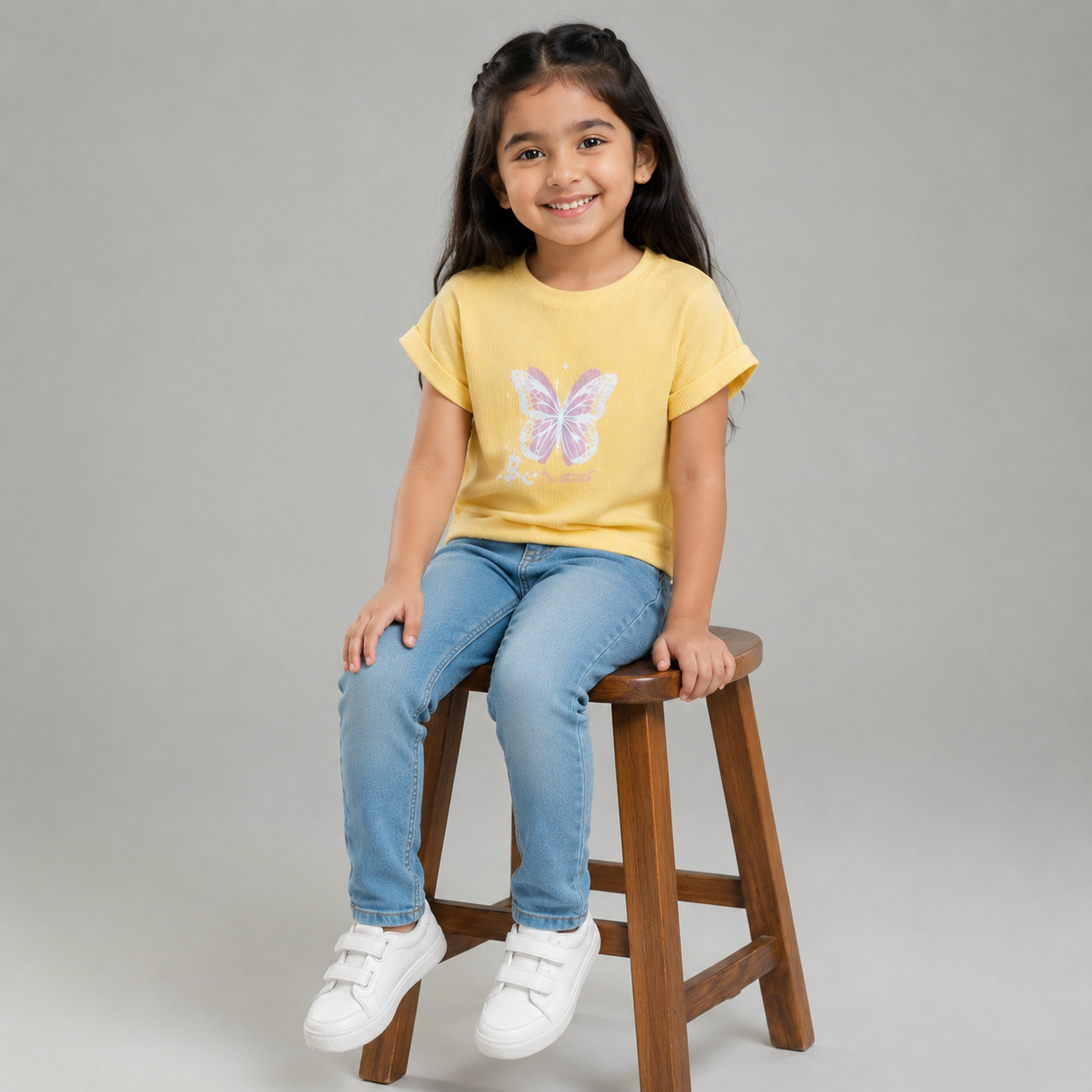 Yellow Ribbed Butterfly Top