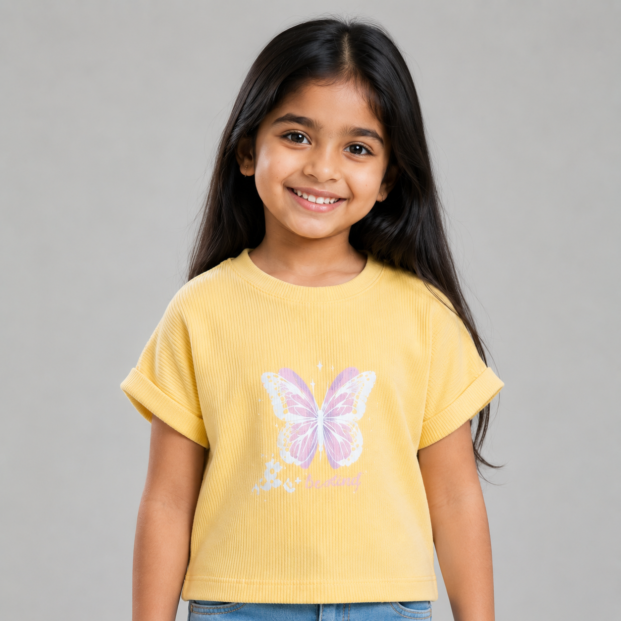 Yellow Ribbed Butterfly Top