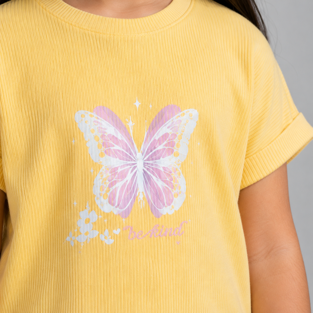 Yellow Ribbed Butterfly Top