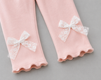 Baby Girls’ Ribbed Straight-Leg Leggings with Lace Bows