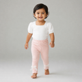 Baby Girls’ Ribbed Straight-Leg Leggings with Lace Bows