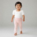 Baby Girls’ Ribbed Straight-Leg Leggings with Lace Bows