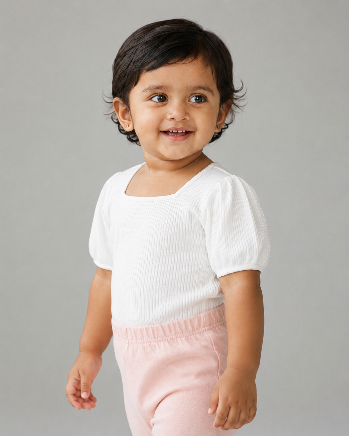 Baby Girls’ Ribbed Straight-Leg Leggings with Lace Bows