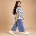 Blue Abstract Ruffle Co-ord Set for Girls | Premium Kidswear | Mom's Moonpie