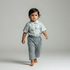 Zigzag Print Shirt & Grey Textured Trouser Set