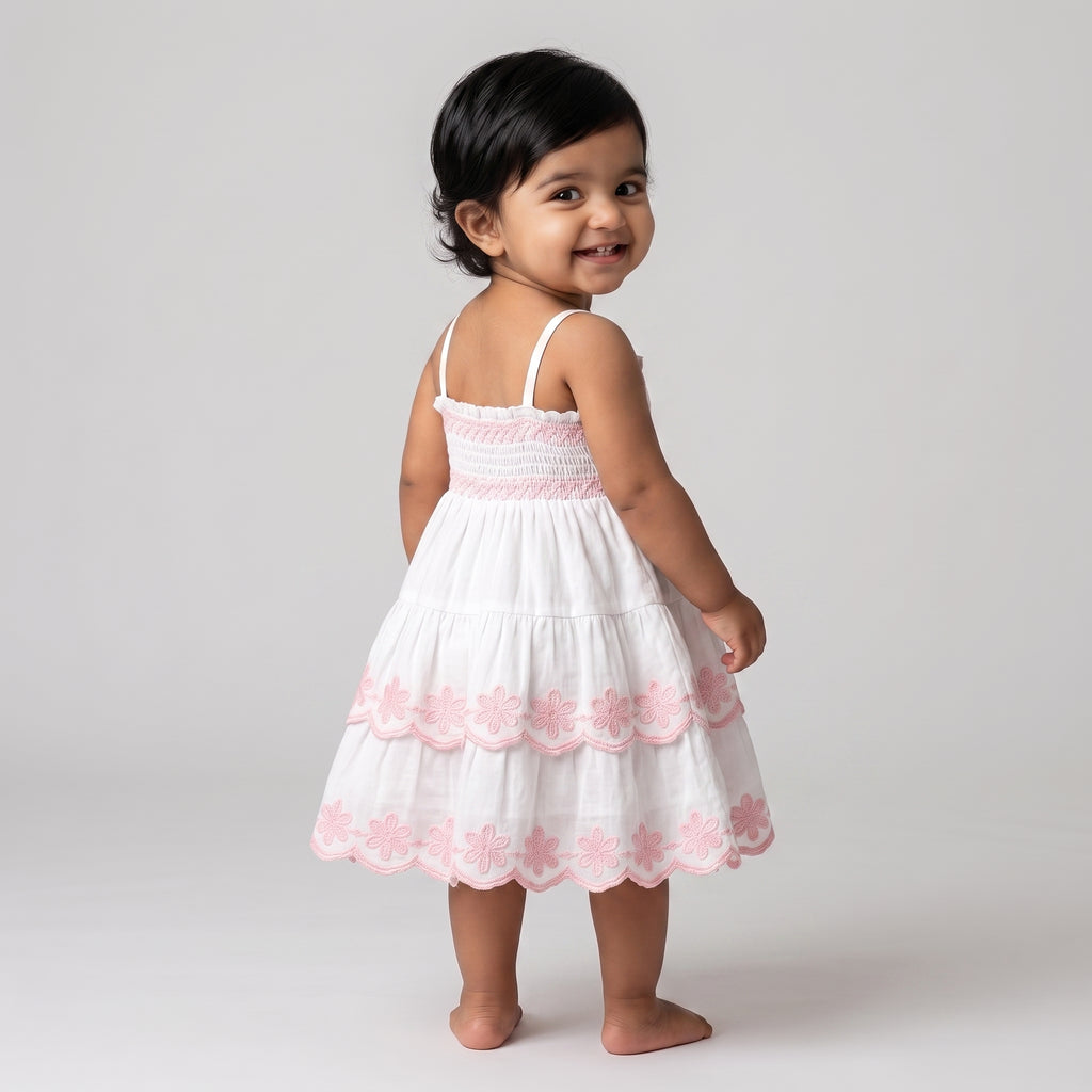 Pink Tiered Sleeveless Frock
