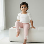 Baby Girls’ Ribbed Straight-Leg Leggings with Lace Bows