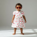 Sweet Strawberry Puff-Sleeve Cotton Dress