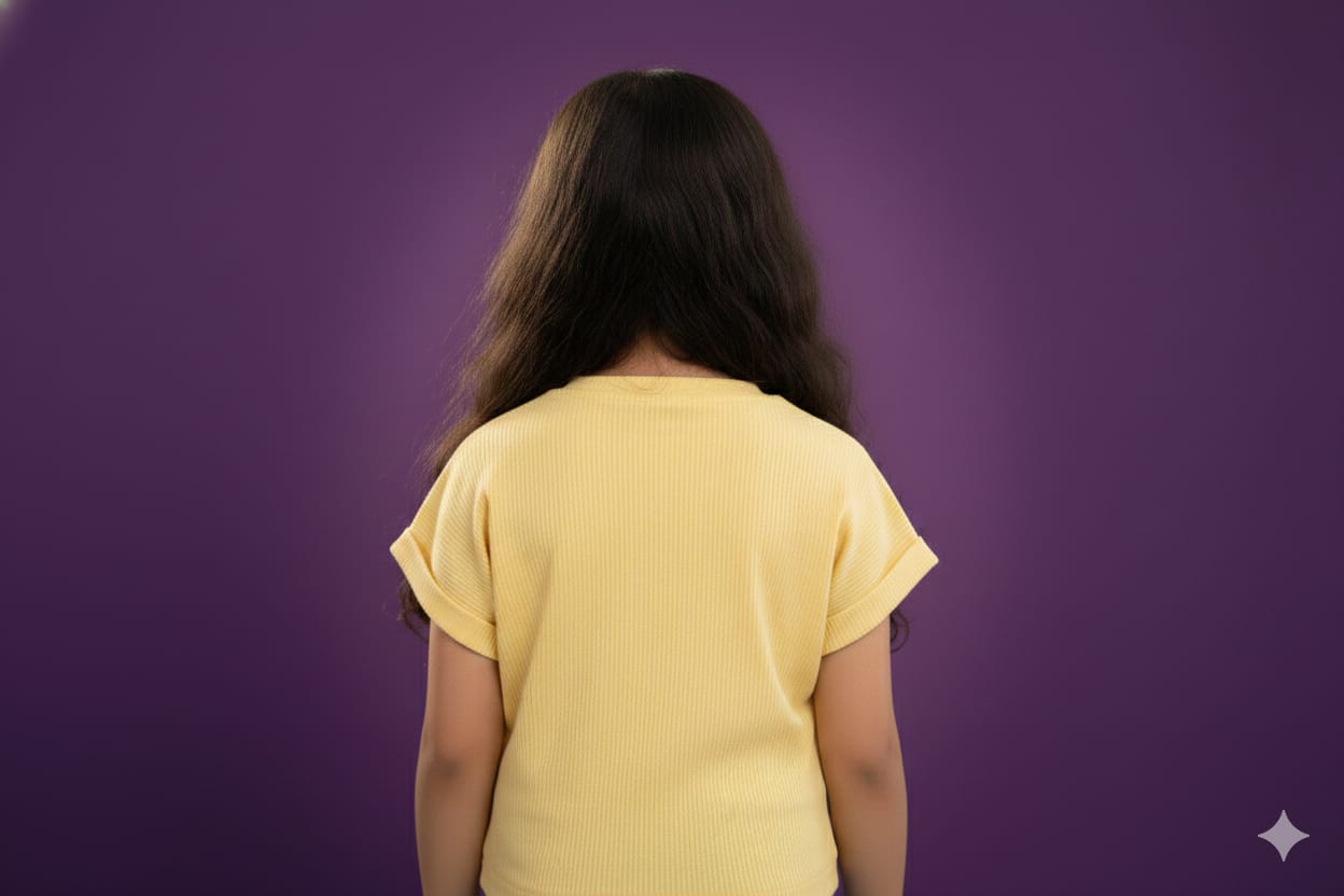 Girls Yellow Ribbed Butterfly Top – Be Yourself Premium Cotton Tie-Hem T-Shirt (2–8 Years)