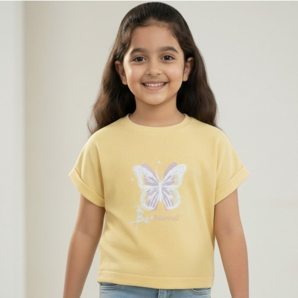 Yellow Ribbed Butterfly Top